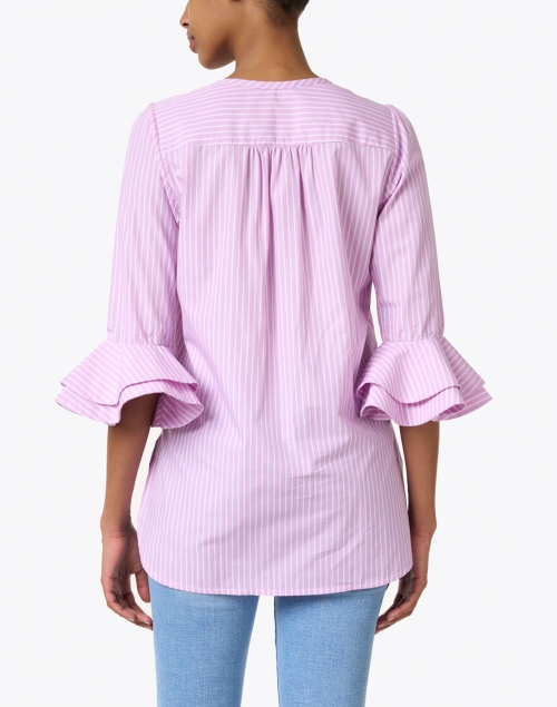 Back image - Dovima Paris - Wren Lilac and White Stripe Cotton Shirt