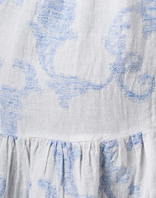 Fabric image - Temptation Positano - Tokyo White and Blue Embroidered Linen Dress