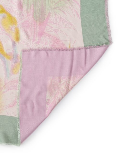 Front image - Rani Arabella - Kenya Pink and Green Print Silk Wool Scarf