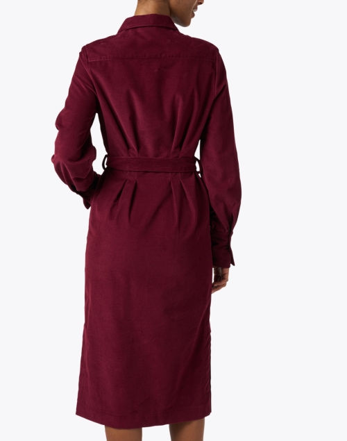 Back image - Ines de la Fressange - Rosabella Burgundy Corduroy Shirt Dress