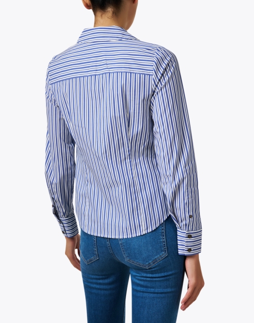 Back image - Veronica Beard - Joelle Blue and White Striped Blouse 