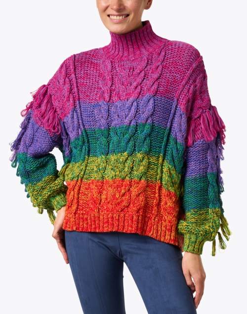 Front image - Farm Rio - Rainbow Cable Knit Sweater