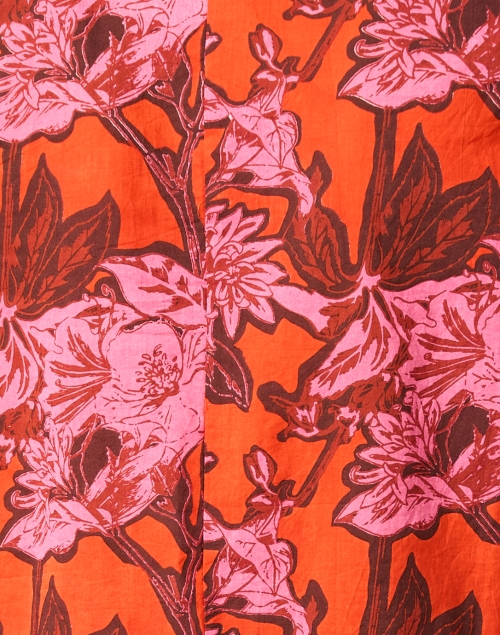 Fabric image - Ro's Garden - Chanderi Red Floral Print Peplum Top