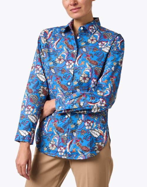 Front image - Hinson Wu - Halsey Blue Print Cotton Shirt