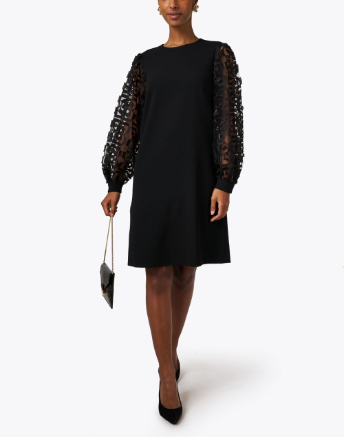 Black Embroidered Sleeve Dress