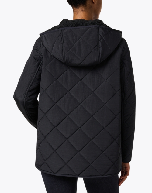 Back image - Jane Post - Black Reversible Quilted Teddy Coat