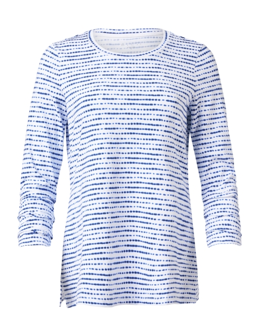 Product image - E.L.I. - Blue and White Print Ruched Sleeve Tee