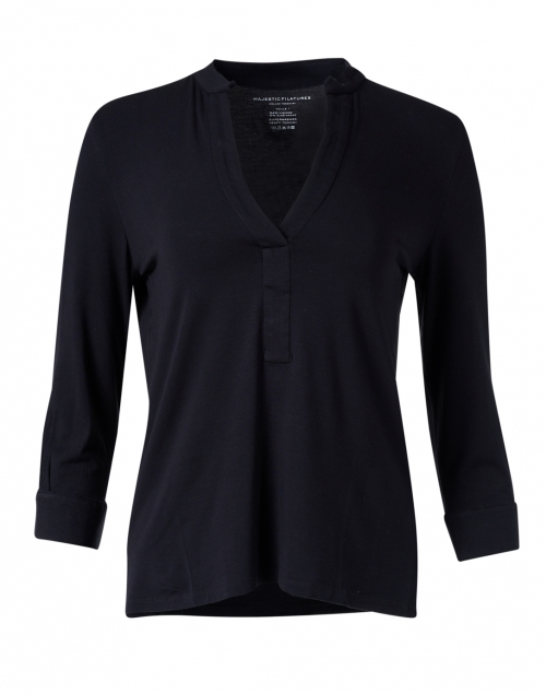 Product image - Majestic Filatures - Navy Stretch Henley Top