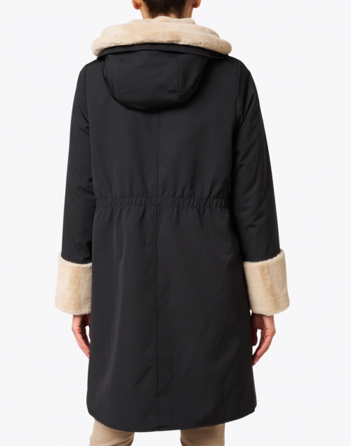 Back image - Jane Post - Black Techno Pile Faux Fur Storm Coat