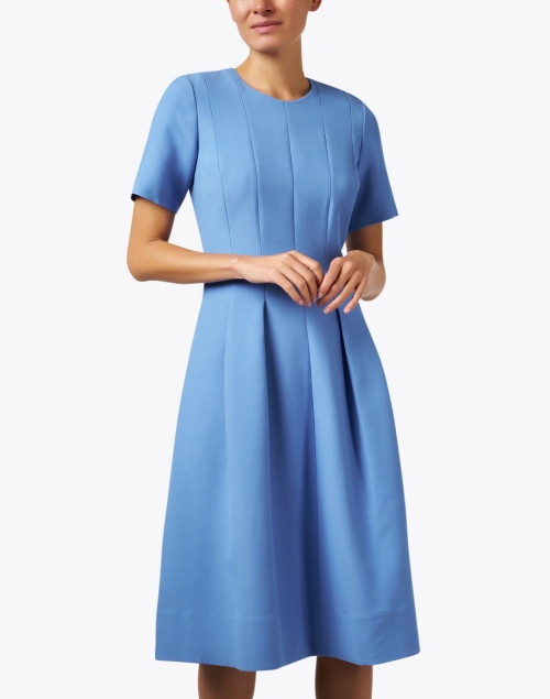 Front image - Lafayette 148 New York - Blue Wool Silk Dress