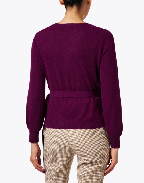Back image - Kinross - Plum Cashmere Wrap Sweater