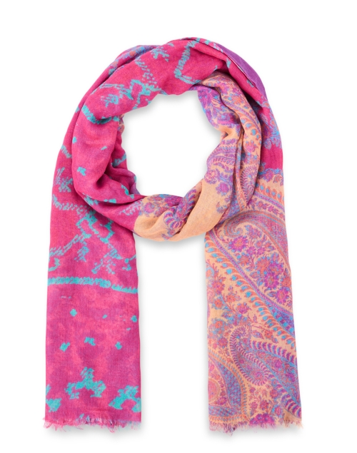 Product image - Pashma - Pink and Purple Paisley Cashmere Silk Scarf 