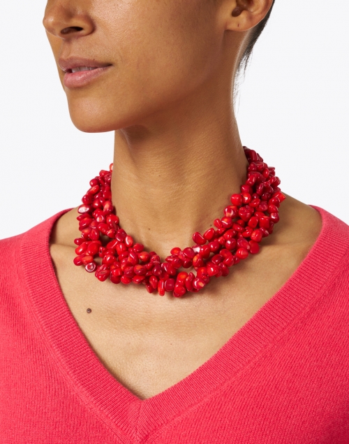 Kenneth Jay Lane - Coral Multi-Strand Necklace 