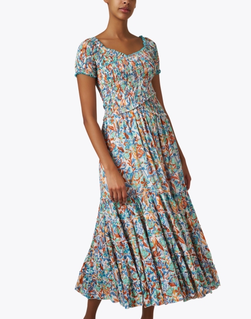 Front image - Poupette St Barth - Soledad Multi Print Smocked Cotton Dress