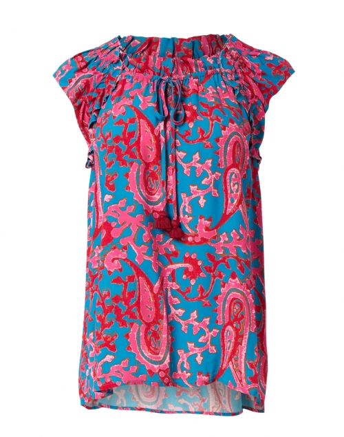 Figue - Gianna Pink and Blue Paisley Printed Top