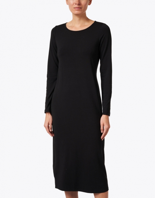 Front image - Eileen Fisher - Black Stretch Jersey Dress