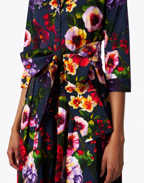 Samantha Sung - Audrey Indigo Garden Print Stretch Cotton Dress