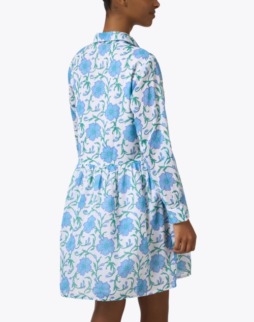 Back image - Oliphant - Poppy Blue Floral Shirt Dress