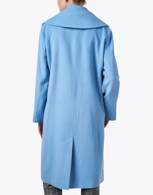 Back image - Fleurette - Light Blue Wool Coat