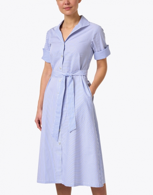 Front image - Hinson Wu - Charlie Blue and White Stripe Cotton Shirt Dress