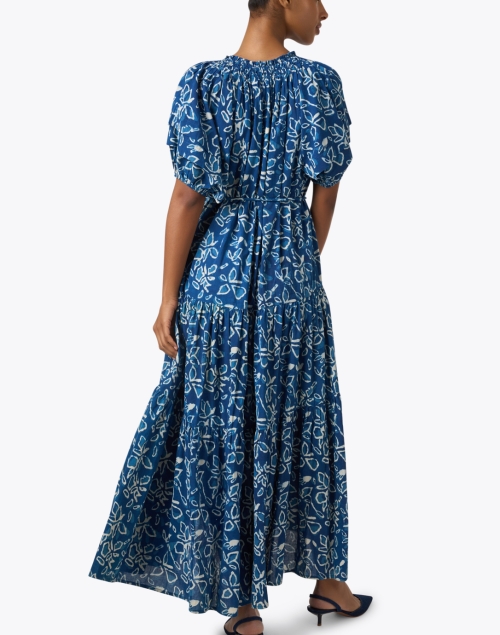 Back image - Apiece Apart - Uva Blue Print Cotton Dress