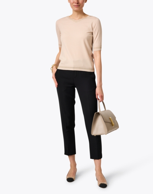 Tan Merino Wool Lurex Top