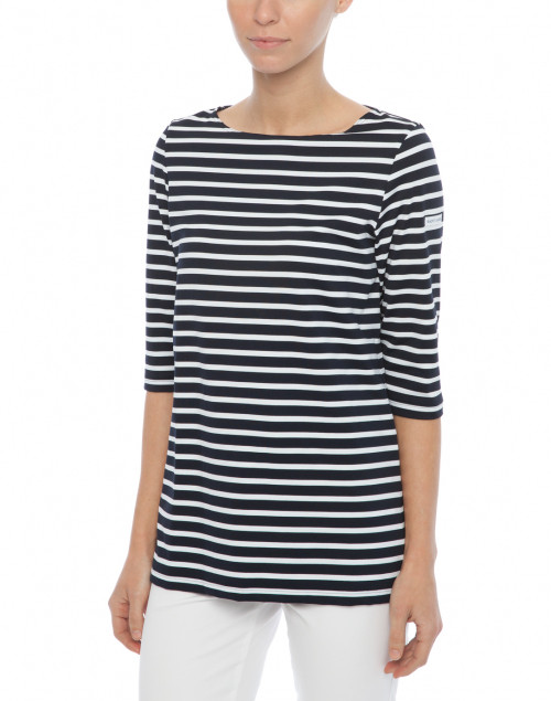 navy and white striped shirt women