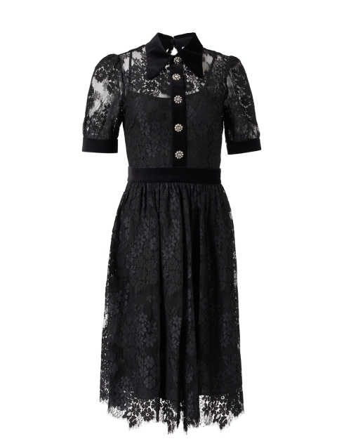 Product image - L.K. Bennett - Lisbet Black Lace and Velvet Dress