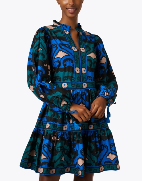 Front image - Oliphant - Blue Multi Print Cotton Dress