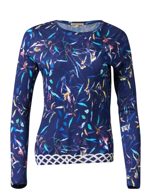 Product image - Pashma - Navy Multi Print Cashmere Silk Sweater