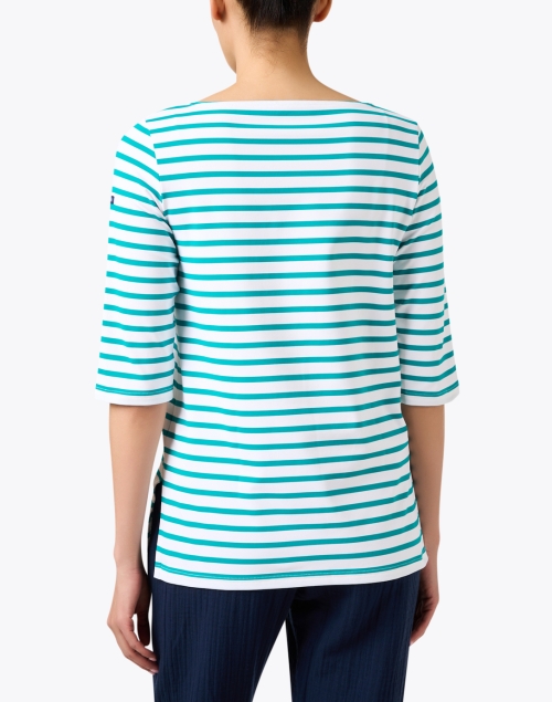 Back image - Saint James - Phare Green and White Striped Shirt