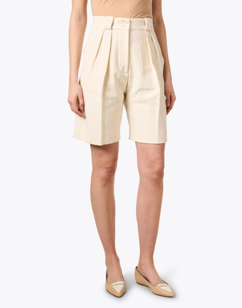 Front image - Ines de la Fressange - Odette Ivory Cotton Linen Shorts