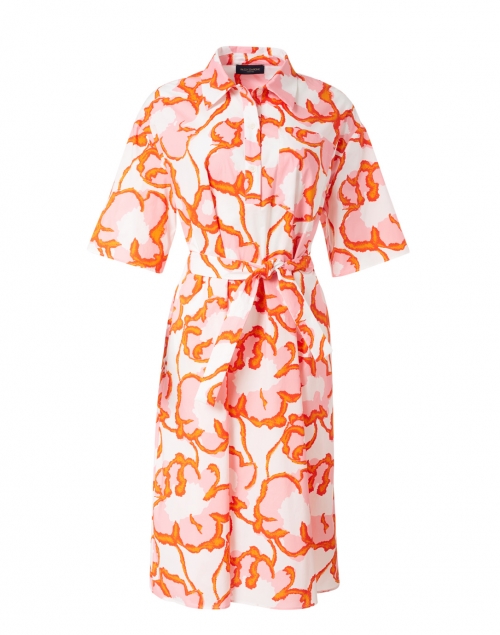 Piazza Sempione - Orange and White Floral Stretch Cotton Shirt Dress