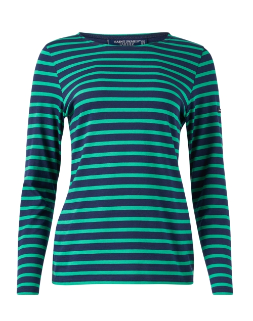 Minquidame Navy and Green Striped Cotton Top