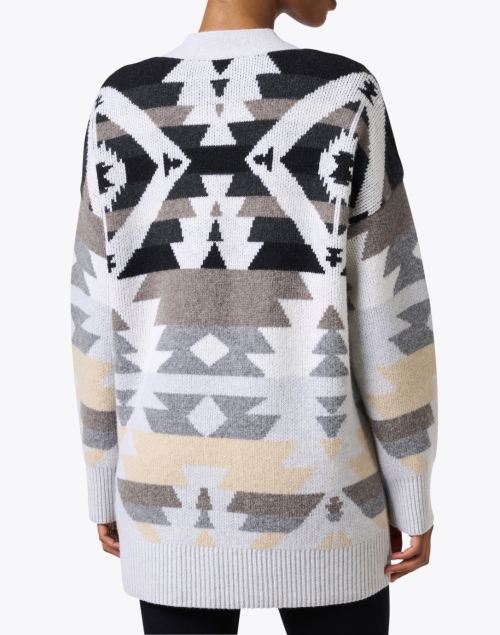 Back image - Repeat Cashmere - Grey Multi Southwest Print Wool Cardigan