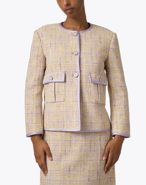 Front image - St. John - Yellow and Lavender Tweed Jacket