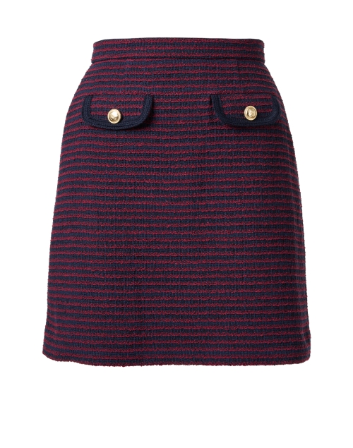 Product image - L.K. Bennett - Paloma Navy and Burgundy Striped Skirt