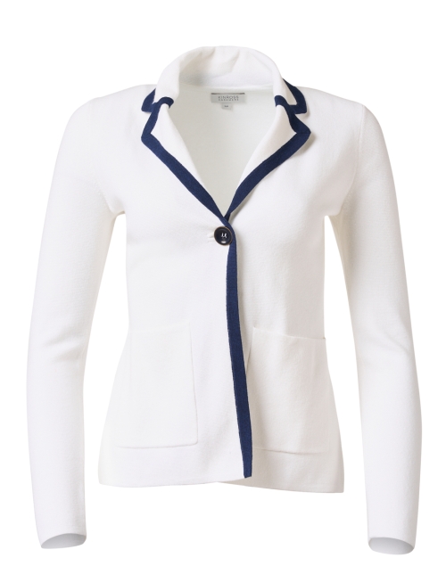 Product image - Kinross - White and Navy Cotton Cashmere Blazer