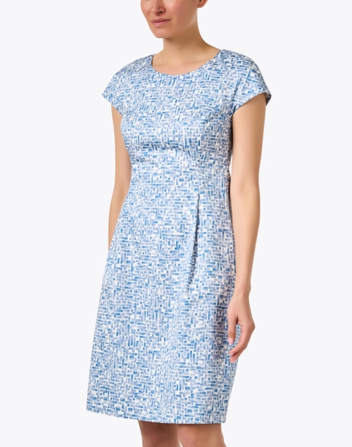 Front image - Peserico - Blue Print Cotton Sheath Dress