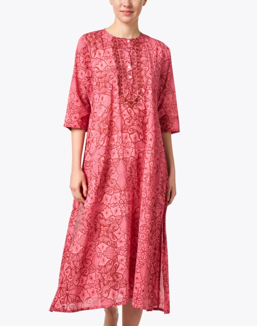 Front image - Ro's Garden - Dulce Pink Embroidered Cotton Kurta