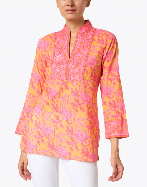 Bella Tu - Batik Orange and Pink Floral Cotton Tunic