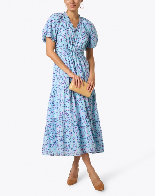 Poppy Blue Bud Print Cotton Dress
