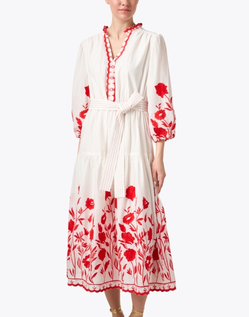 Front image - Shoshanna - Santiago White Floral Embroidered Dress