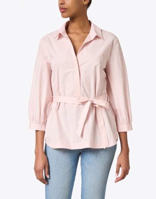 Front image - Peserico - Pink Belted Cotton Poplin Top