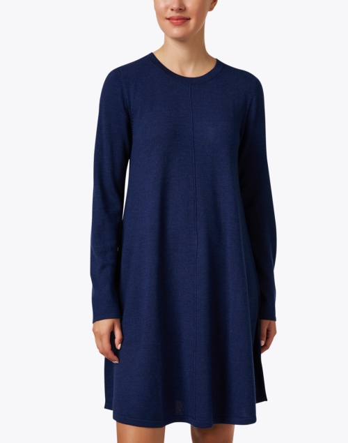 Front image - Repeat Cashmere - Navy Merino Wool Dress