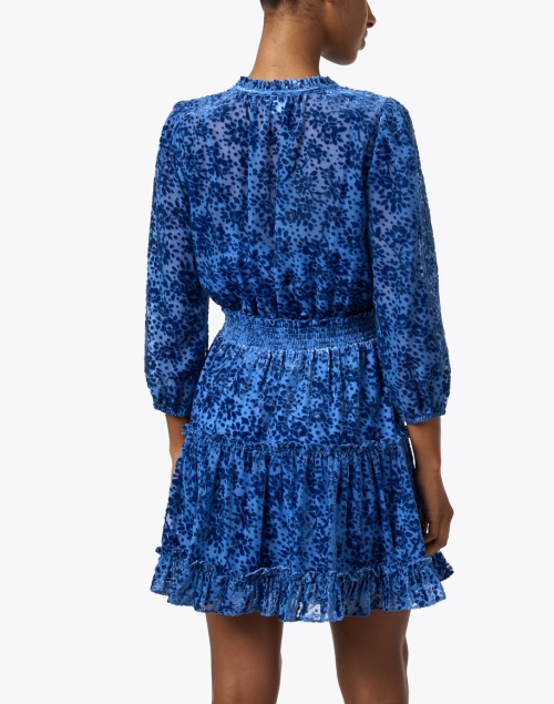 Back image - Shoshanna - Sasha Blue Floral Velvet Dress
