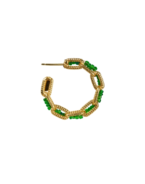 Back image - Gas Bijoux - Mako Gold and Green Beaded Hoop Earrings