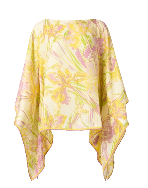 Product image - Rani Arabella - Yellow and Pink Print Silk Cashmere Poncho