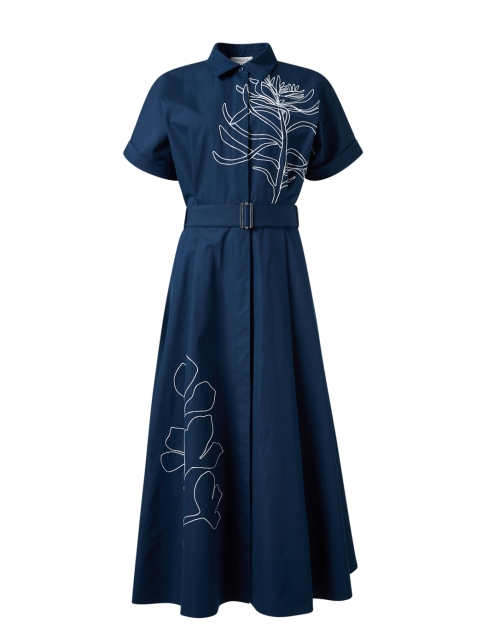 Product image - Lafayette 148 New York - Upland Blue Embroidered Shirt Dress
