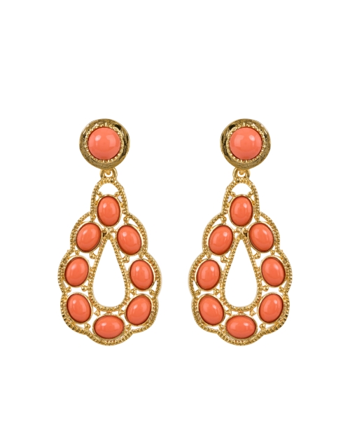 Product image - Kenneth Jay Lane - Gold and Coral Teardrop Earrings